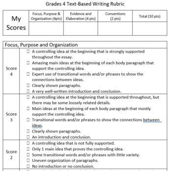 FINAL ELA Text-based Writing Rubrics, Grades 6-10 Argumentation Florida Standards Assessments 2 UPDATED OCTOBER 2014. . Fsa 5th grade writing rubric